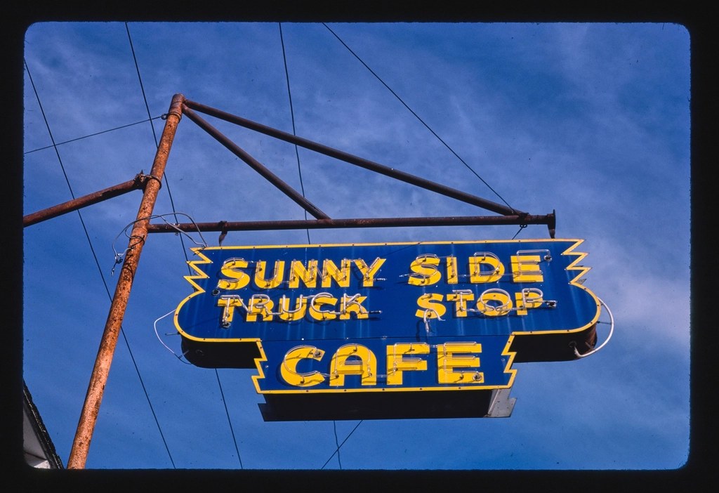 Vintage Sunny Side Truck Stop Cafe sign.